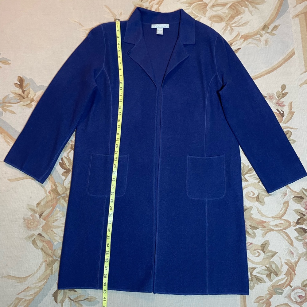 Women's wool indigo Purple Coat - Picture 5 of 8